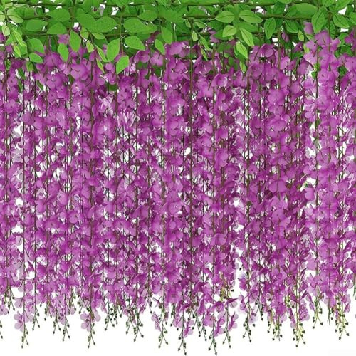 Lot de 2 charmantes vignes artificielles (60 cm) pour embellir vos célébrations de mariage (violet/rouge)