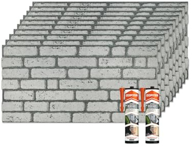 IZODEKOR 3D Wandpaneele Steinoptik | 50x100x2 cm | Styropor Wandverkleidung Steinoptik aus EPS für Innen- und Außenbereiche | Wasserfest | Inklusive Styroporkleber | SL-1948