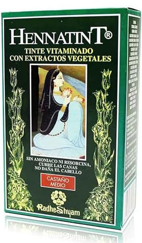 Hennatint Tinte Semipermanente Castaño Medio Ceniza 60 ml Radhe Shyam | Sin Amoníaco, Cobertura Total de Canas, Brillo Natural, Acabado Frío Elegante