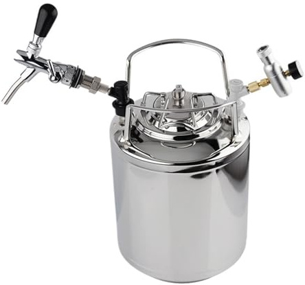 1 pezzo di fusto di birra da 10 litri con chiusura a sfera in acciaio inossidabile 304 e rubinetto for birra regolabile e kit di ricarica for fusto di CO2 for la produzione di birra in casa