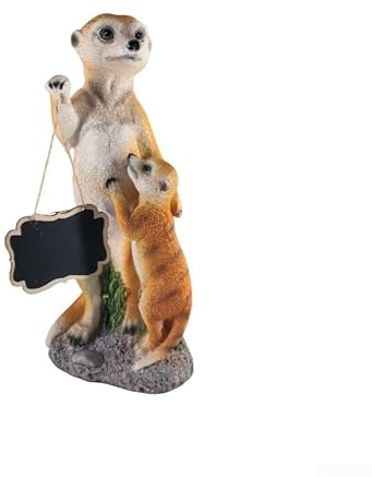 Erdmännchen-Harz-Skulptur mit personalisiertem Willkommensschild, entworfen für Außen- und Innenbereich, Garten, Rasen, Balkon, Hofdekoration