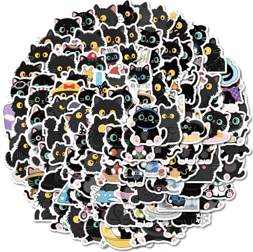 EAVUYIS 106 Stück Cat Aufkleber Pack Katze Sticker Set wasserdichte Vinyl Sticker für Laptop Kinder Autos Motorrad Fahrrad Skateboard Gepäck Koffer Computer Aufkleber Graffiti Decal