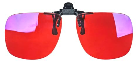 SHINU Blaulichtfilter-Clip-On Mit Roten Gläsern Für Besseren Schlaf Polarisierter Sonnenbrillen-Clip-On Mit Orangefarbenen Gläsern Blaulicht Reduzierend