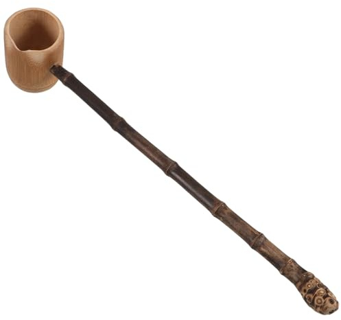Long Handle Bamboo Water Scoop for Bath, Cooking, Camping | Healthy Bamboo Build, Easy to Carry, Burn Prevention, Unique Shape, Suitable for Kitchen and Outdoor Use