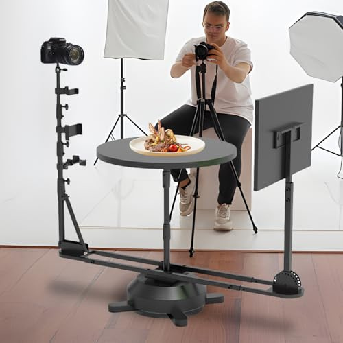 360 Degree Rotating Photography Turntable, Adjustable Tilt & Lift for Professional Product Shots, Bullet-time Videos, Manual Operation