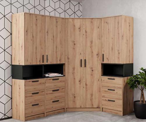 Marmex Meble Möbelset Grant Set 42A Eckschrank und 3 Regale Schlafzimmer, Jugendzimmer, Wohnzimmer, Flur