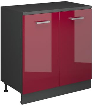 Vicco Erweiterungsschrank Rion, Rot Hochglanz/Anthrazit, 80 x 46 cm ohne Schräge mit 2 Türen, kombinierbar mit Rion Dachschrägenschränken und Schrankmodulen