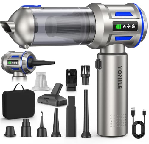 Aspirateur à Main, 27000Pa/135W Mini Aspirateur sans Fil & 250.000 tr/min Aspirateur de Voiture à 3 Vitesses avec Moteur sans Brosse, Aspirateur Voiture Sans Fil Pour Bureau,Maison, Cuisine,Poils