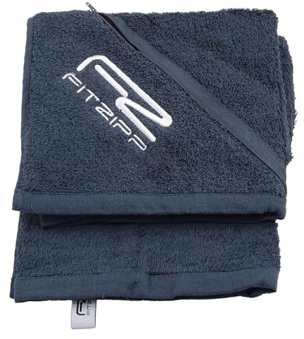 CKM Fitzipp Duschtuch mit wasserabweisender Tasche Baumwolle (70 x 140cm, Anthrazit)