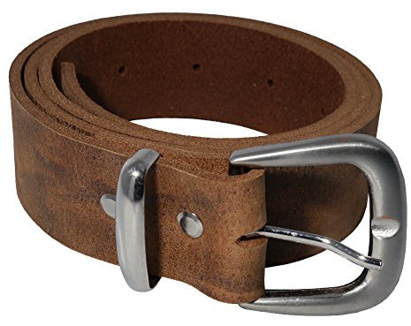 Wolfszeit Ledergürtel SBN aus braunem Büffelleder mit glänzender Schnalle (110cm)