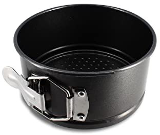 MENASTYL – Molde con bisagra de 14 cm – 6020757, ideal para tartas redondas de fácil desmoldeo con fondo extraíble – Molde desmontable de acero al carbono antiadherente negro
