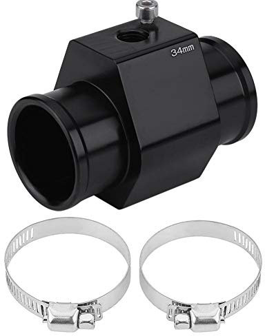 Keenso Auto Wassertemperatur Verbindungsrohr, Auto Wassertemperatur Sensor Adapter 28mm - 40mm Wassertemperatur Verbindungsrohr mit einstellbaren Klammern Universal fit für die meisten Autos(34MM)