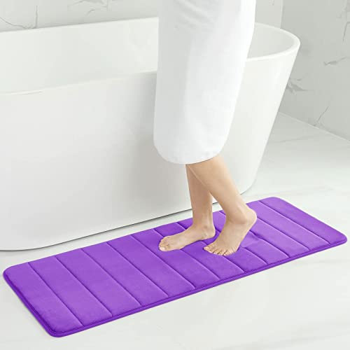 Homaxy Memory Foam Badezimmer Badteppich Saugfähige Rutschfester Badvorleger Waschbar Badematte - 43 x 120 cm, Lila