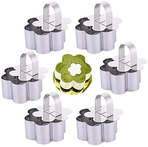 OnePine Lot de 6 Moule à Gâteau Fleur Anneaux de gâteau DIY Moule à gâteau en Acier Inoxydable Idéal pour Mousses et Desserts