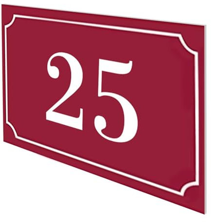 DECOHO - Numéro de boîte aux Lettres personnalisé Gravure Laser - Plaque PVC résistante Bordeaux Chiffres Blancs - 12x8 cm adhésif 3M fac - Bordeaux