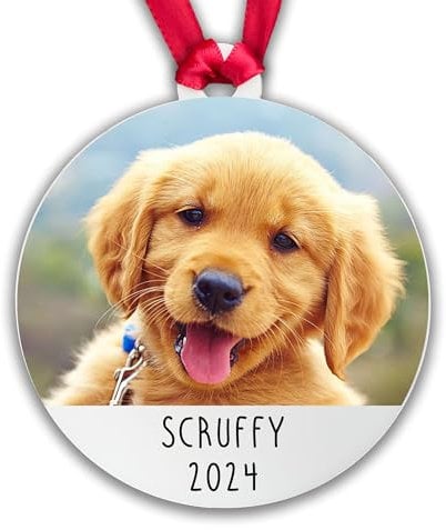My Pretty Little Gifts Personalised Dog Photo Name Bauble Tree Decoration Xmas Gift Pet Cat Family Puppy Kitten Animal