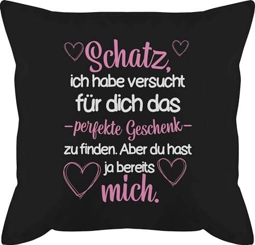 Shirtracer Kissen 50x50 - Valentinstag Ideen Finden Schatz - Geschenk Mann Geschenkideen zum Valentinstagsgeschenk Frauen Partner Geschenk Ihn Sie Ihn - 50 x 50 cm - Schwarz