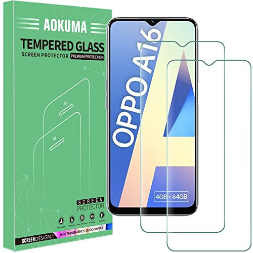 AOKUMA für OPPO A16/A16s Schutzfolie, 【2 Stücke】 Glas kompatibel mit OPPO A16/A16s Schutzfolie, Premium Glasfolie mit 9H Härte, Anti Kratzer, Splitterfest,Anti-Öl,Anti-Bläschen