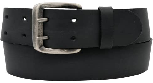 AnnaMatoni Gürtel Vollleder Ledergürtel Mit Doppeldorn Schließe im Vintage Look Herren Vollrindleder 4,5cm breit ECHT LEDER (TW105 - Schwarz 790)