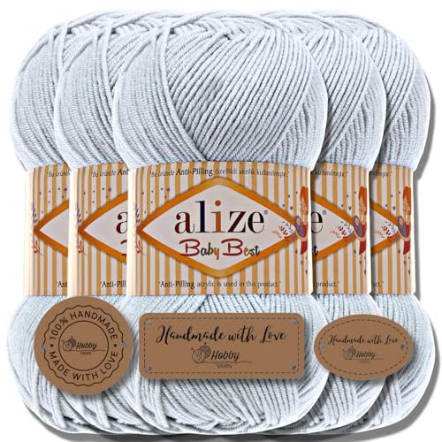 Hobby YARN Alize Baby Best Batik 5x 100g Türkische Premium Wolle Babywolle (Gris claro | 224)