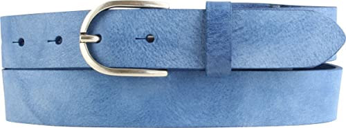 BELTINGER Damen-Gürtel Aus Weichem Vollrindleder Vintage-Look 3 cm | Schmaler Ledergürtel für Damen 30mm Used-Look | Blau 90cm