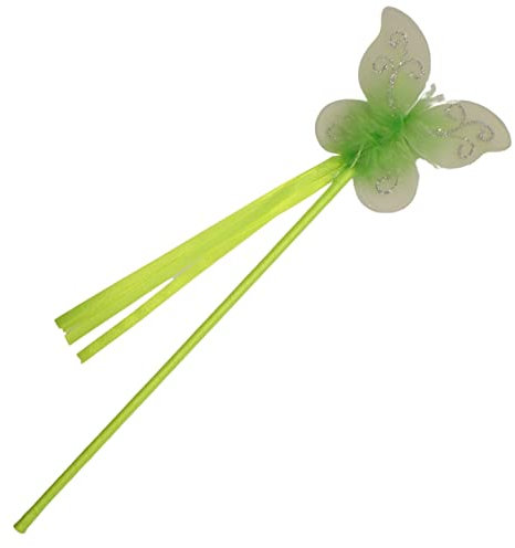 Topkids Accessories Baguette de fée pour costume de princesse pour enfants, baguette de reine jolie, baguettes scintillantes pour filles, baguette de déguisement de princesse, (papillon vert)