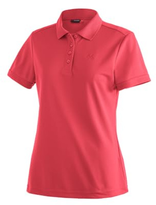 Maier Sports Ulrike, Damen Poloshirt, Leichtes Piqué-Funktionspoloshirt für Wandern und Freizeit, dryprotec Technologie, Atmungsaktiv, NFC-Chip für einfaches Recycling, Rot, 40