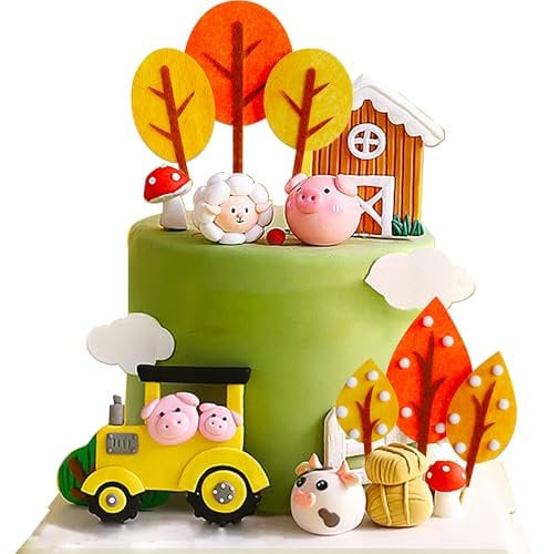 JeVenis Bauernhof Geburtstag Deko Farm Birthday Deko Bauernhof Kuchen Deko Bauernhof Tortendeko Kuh Geburtstag Schafe Birthday