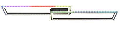 SellTec LED Deckenleuchte schwarz, RGB Lichteffekt im Gehäuserand, Deckenlampe mit CCT Lichttemperaturwechsel, dimmbar Fernbedienung……