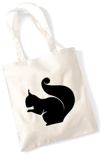 Huuraa Jutebeutel Eichhörnchen Silhouette Geschenk | Baumwollbeutel 10 Liter Stoffbeutel Beutel aus Baumwolle Tasche Geschenkidee Einkaufstasche Langen Henkel