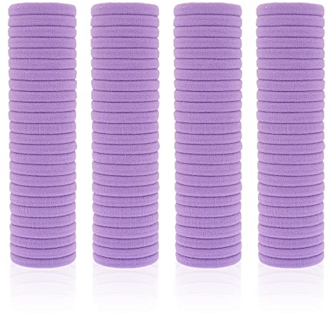 Confezione da 100 elastici per capelli senza cuciture, per donne e ragazze, per capelli spessi (viola)