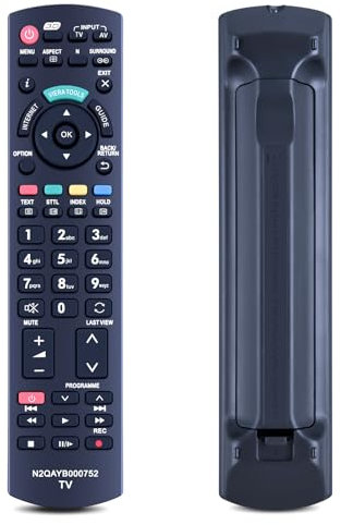 TCNOUMT Kompatibel mit Panasonic Fernbedienung N2QAYB000752 Ersatz für Panasonic Viera LCD LED TV TX-32LX62F TX-32LX63F TV-P42XT50E TX-P46GT30E TX-P46GTF32 TX-P46GTF32J TX-P46GTN33 TX-P46GTS31