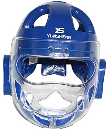 Baoblaze Karate Headgear Safety Head Guard Verstellbarer Gesichtsschutz für Sanda Kickboxen, Blau, m
