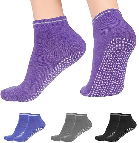 flintronic Yoga Socken, 4 Paare Antirutsch Socken, Rutschfeste Socken Sport für Yoga, Barre, Pilates, Tanz, Barfuß, Trampolin, Zuhause, Krankenhaus für Damen und Herren (Größe 36-40)