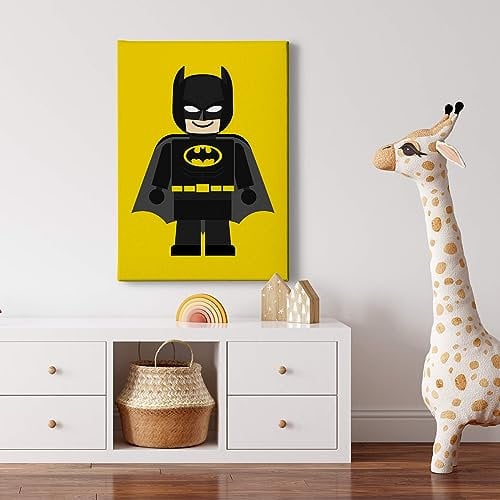 A.S. Création Leinwandbild Kinderzimmer Batman Superheld- Kunstdruck gelb schwarz - 50x70 cm Hochformat - moderne Wanddekoration Schlafzimmer Wohnzimmer Küche - Bild auf Keilrahmen