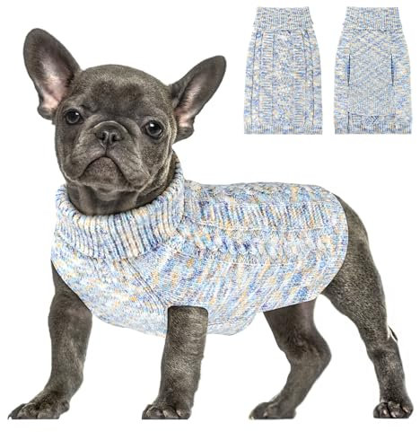 SlowTon Hundepullover kleine Hunde, Hundepullover Rollkragen Haustier Pullover Hund Kleidung für kleine mittelgroße Hunde, Winter Hundepulli Strickpullover mit Leinenöffnung für Dackel Chihuahua