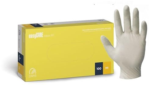 MEDICALMONO - 100 Guanti monouso in Lattice, senza polvere easyCARE, certificati CE, Guanti per alimenti, Guanti medici monouso (M - 100 Pezzi)