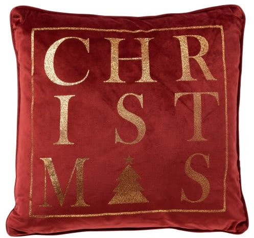 Dutch Decor Kissen Rot Gold Weihnachten Christmas Samt 45 x 45 cm