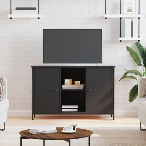 Hovothy Mobile Porta TV Nero 100x35x65cm in Legno Multistrato Libreria Moderna Mobile Angolare Soggiorno Piedistallo TV Universale Tavolini da Salotto Moderni Arredamento Etnico Portavinili