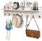 YMYNY cintre mural, cintre en bois, ensemble de 2, porte - manteau d'entrée avec 8 crochets, étagère flottante 80cm L, porte - clés, convient pour cuisine,salle de bains, salon, blanc, HWS006W-2