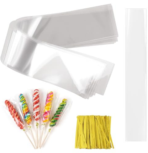 100 Stück Zellophantüten 25x5cm Cellophantüten OPP Tütchen Transparent Tüten mit Twist Krawatten Klein Geschenktüten Klar Plastiktüten für Süßigkeiten Kerzen Verpackung