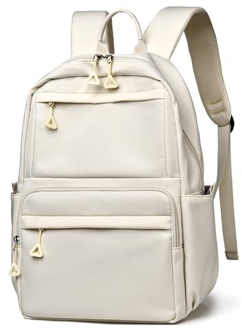SONARIN Schulrucksack,Wasserdicht Casual Tagesrucksack 14 Zoll Laptop Rucksack für Damen Herren Reise-Rucksack Arbeit Daypack Schultasche College-Rucksack für Mädchen Jungen(Weiß)