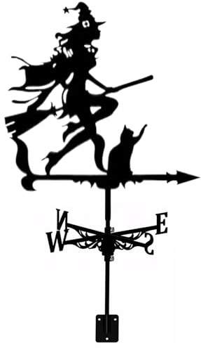 Witch Weathervanes, 55 cm/21.7 Pulgadas Vane del Clima de Bruja de Metal para el Techo, indicador de dirección del Viento Retro del Techo, Escultura al Aire Libre para Decoraciones de jardín de Patio