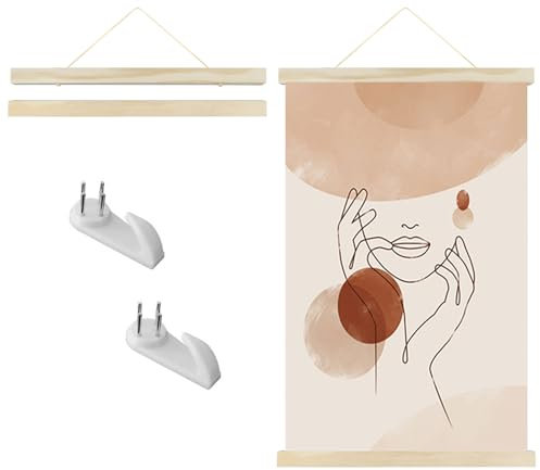 aupawdy 2 Set A2 Cadre Photo Magnétique 41 cm, Magnétique Affiche Cintre, Cadre Poster Magnétique Moderne en Bois pour pour Affiche Cadre Magnetique Cadre Affiche Cadre Suspendu (41cm, Pin)