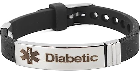 Medizinischer Alarm-ID-Armband, Diabetiker-Insulin-medizinischer Alarm-ID-Datenschutz, Verbesserte Silikonarmbänder, Verstellbares Diabetes-Armband für Männer und Frauen