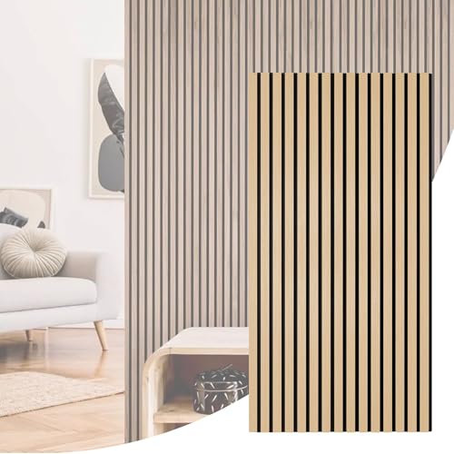 Akustikpaneele aus Holz für Wand und Decke. Dekorative Holz Wandpaneele für Wandverkleidung, ideal für akustische Dämmung. Akkustikwandpanel. Holzpaneele wand (Helle Eiche, 1200x600mm)