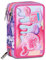 SJ Gang Astuccio Scuola 3 Zip, Rosa, Sphere Full Girl, Portapenne Triplo Scomparto Completo Di Penne, Matite, Colori, Accessori Zaino, Elementari, Medie, Bambina