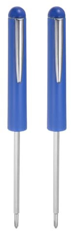 sourcing map 2pcs Non-Magnetic Pocket Screwdriver 3mm Phillips 3mm Slotted Mini Portable Screw Driver with Clip for Mechanical, Electrician, Technician, Blue