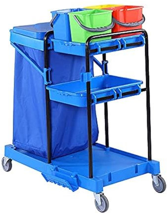 ZYJIX Mini Housekeeping Cleaning Trolley On Wheels Janitor Cart Multifunctional Housekeeping Trolleys For Household & Commercial Use (120L)