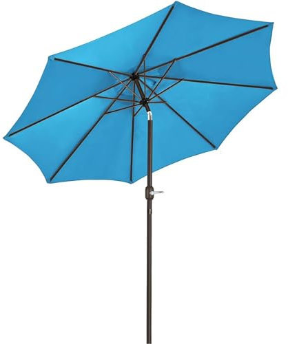 SOYDAN 270cm Outdoor-Sonnenschirm mit Druckknopfneigung, Kurbel und 8 Stabilen Rippen, Outdoor-Marktschirm für Rasen/Garten/Pool, Robustes Gestänge- Und Lichtbeständiges Vordach